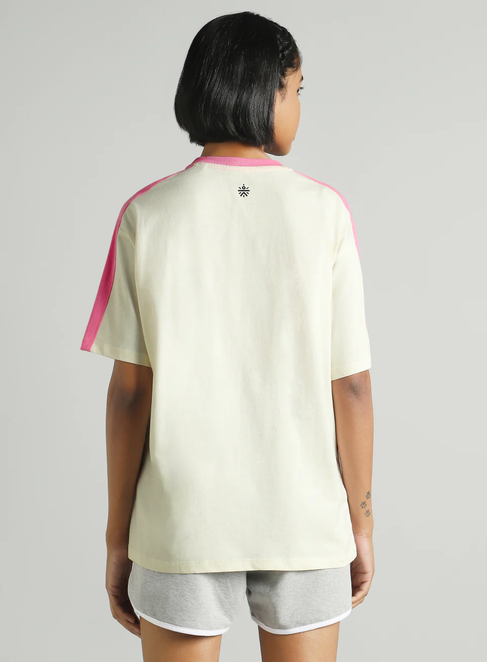 Women's Off White Fun Play Block Graphic Oversized T-shirt - Image 6