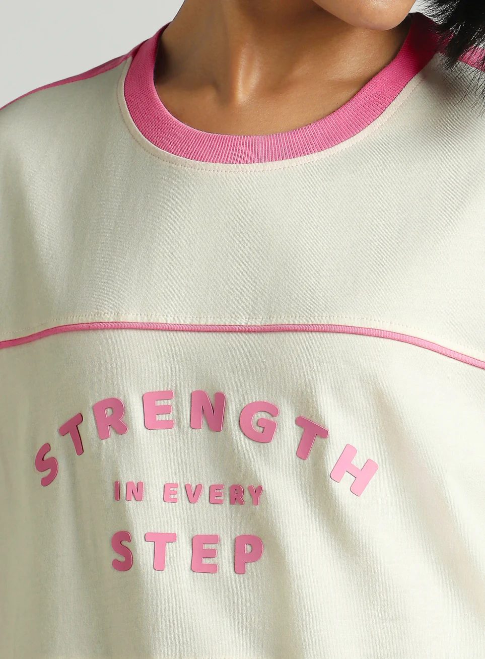 Women's Off White Fun Play Block Graphic Oversized T-shirt - Image 7