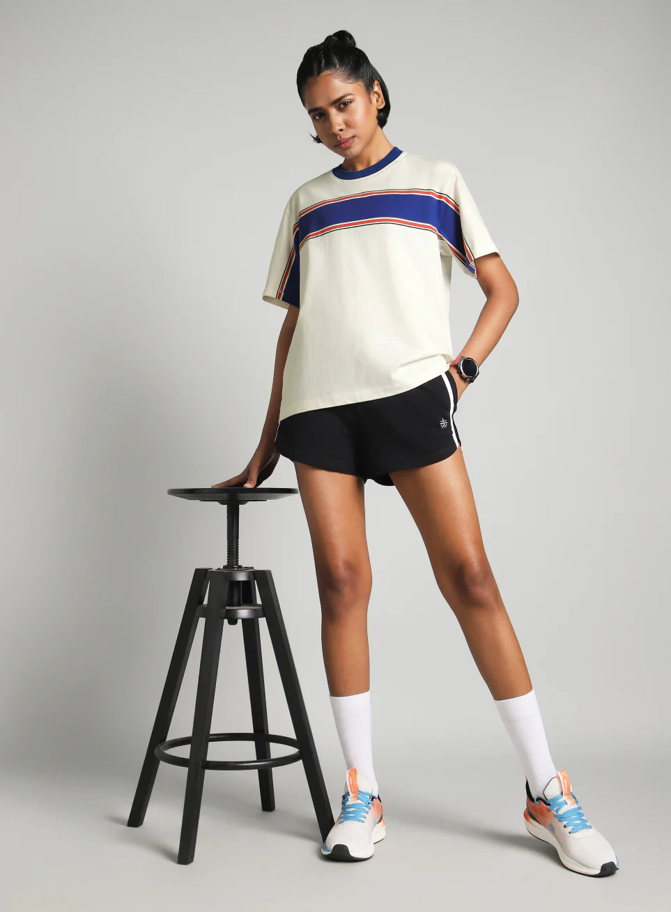 Women's Off White Pop Block Playful Relaxed Fit T-shirt - Image 3