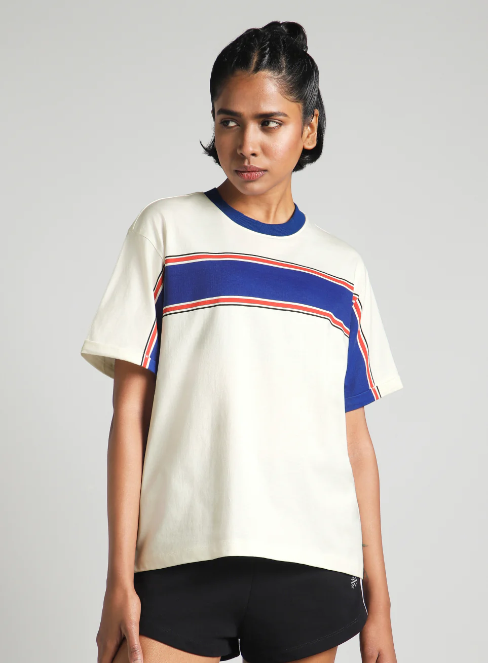 Women's Off White Pop Block Playful Relaxed Fit T-shirt - Image 4