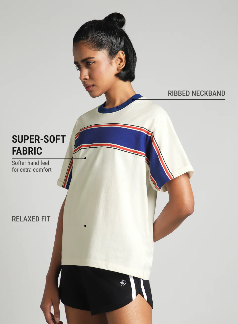 Women's Off White Pop Block Playful Relaxed Fit T-shirt - Image 5
