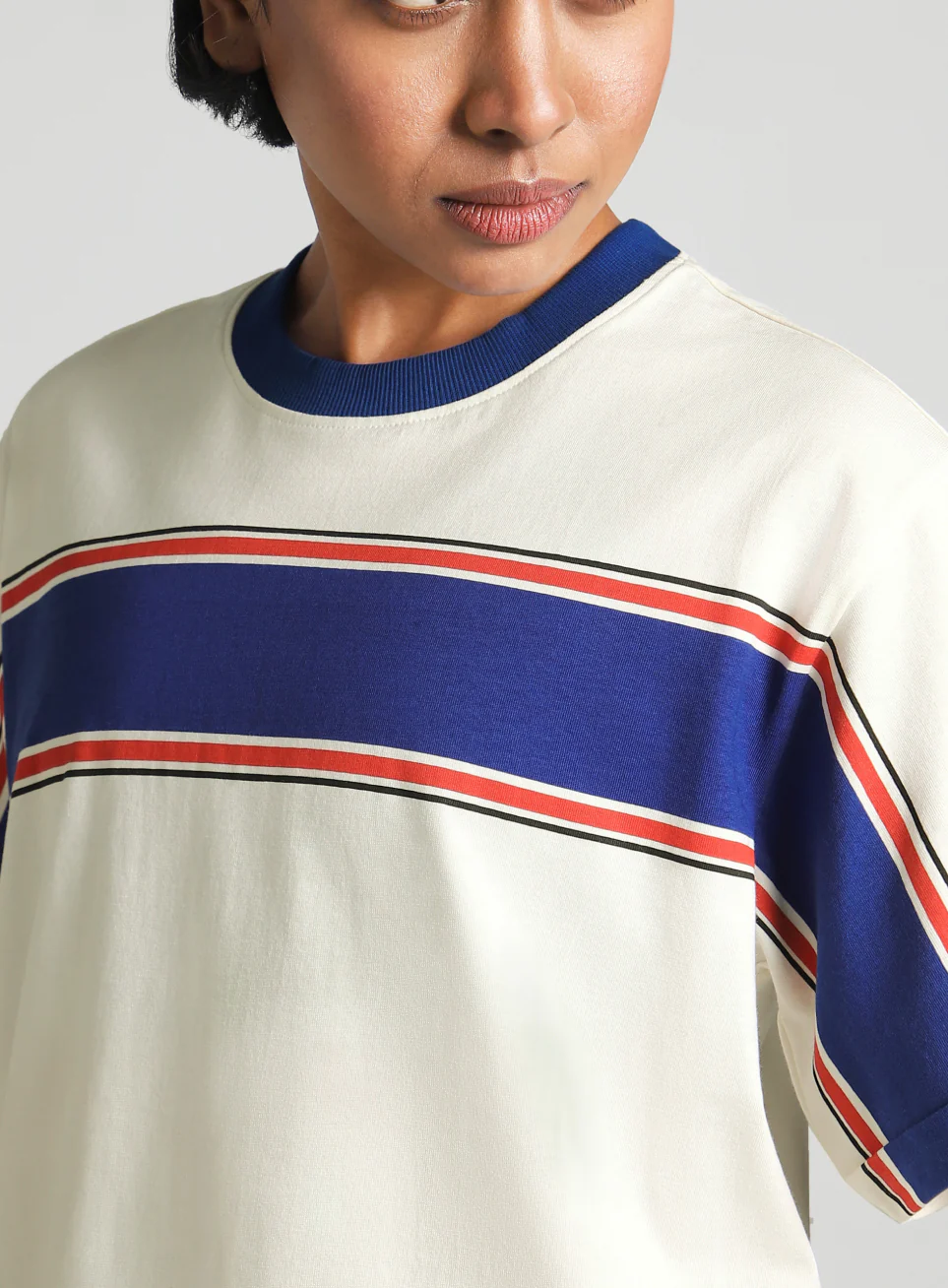 Women's Off White Pop Block Playful Relaxed Fit T-shirt - Image 7