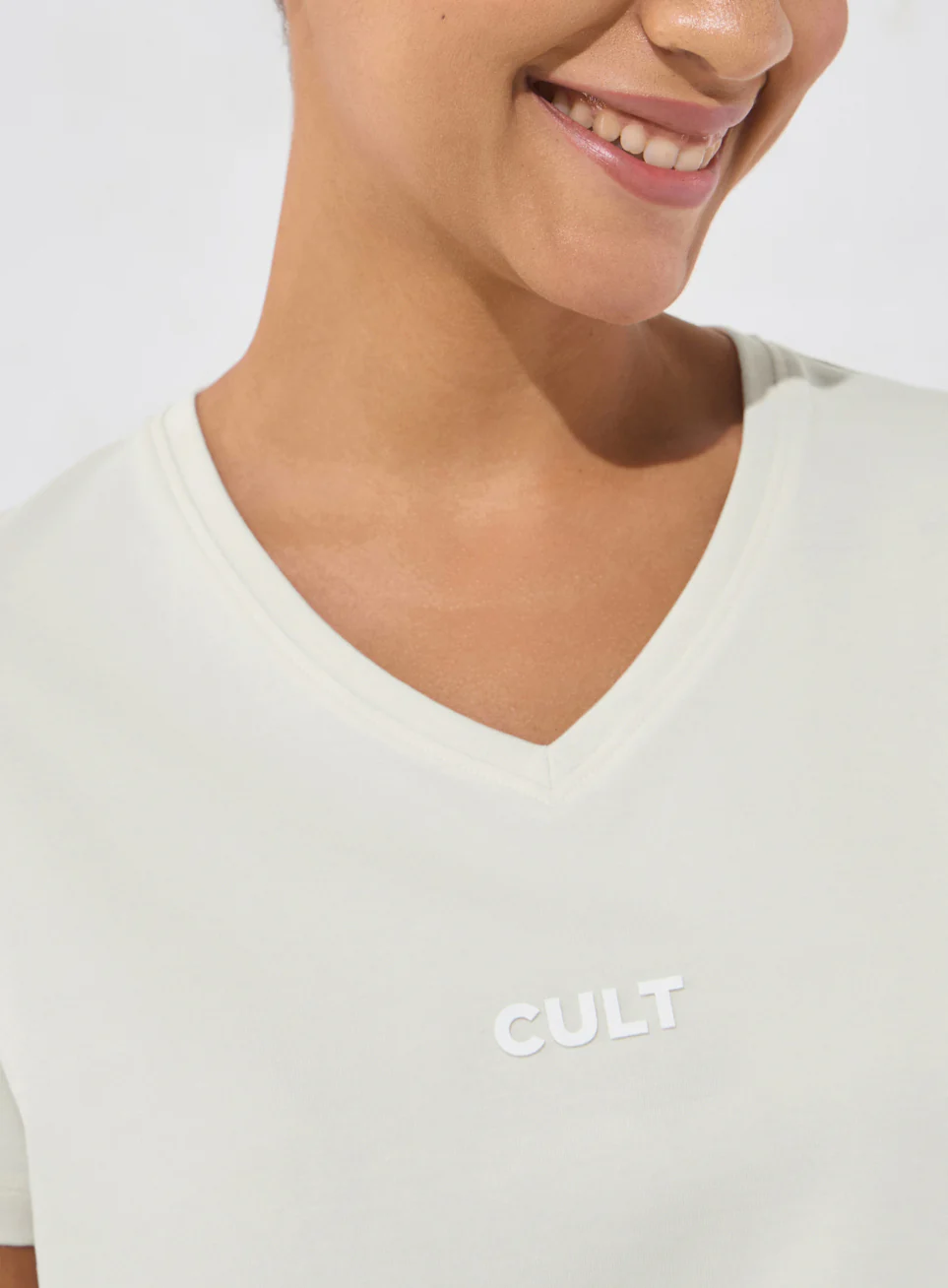 Women's Off-White Soft Form V-Neck T-shirt - Image 7
