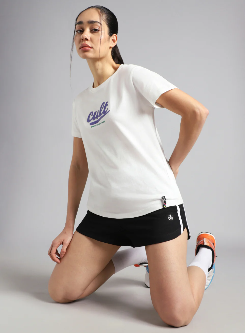 Women's Off White Sporty Graphic T-shirt - Image 3