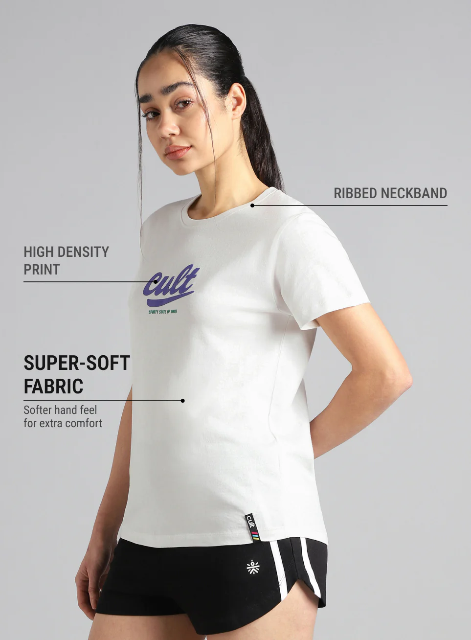 Women's Off White Sporty Graphic T-shirt - Image 5