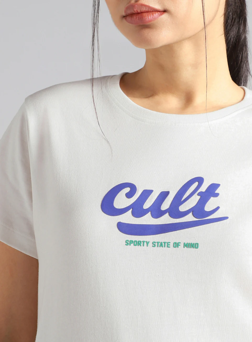 Women's Off White Sporty Graphic T-shirt - Image 7
