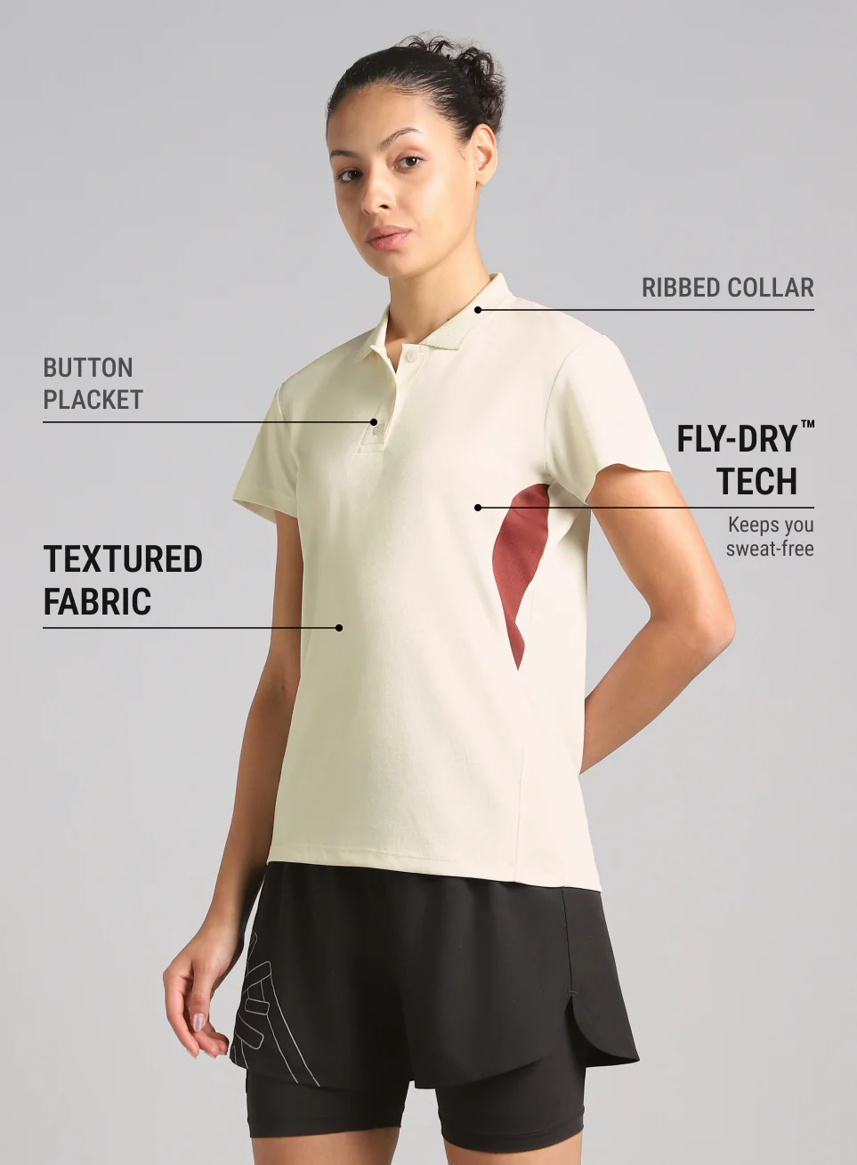 Women's Off White True Performance Polo T-shirt - Image 5