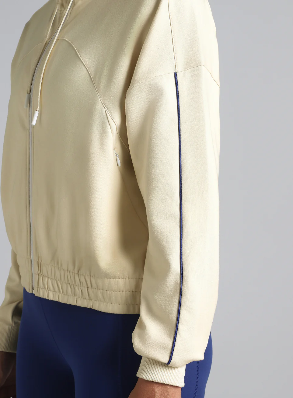 Women's Off White Workout Essential Cropped Jacket - Image 11