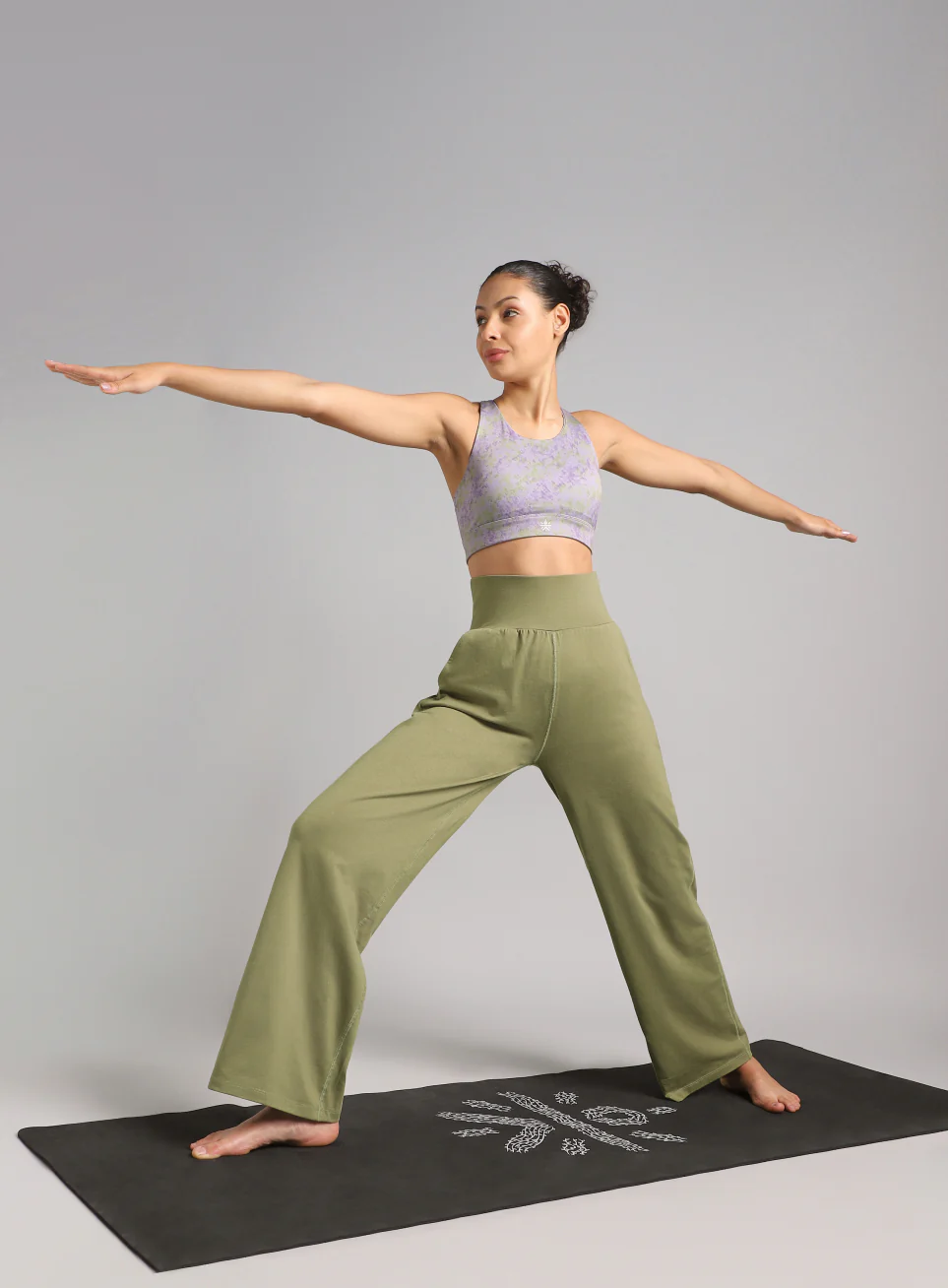 Women's Olive Flow Form Yoga Straight Pants - Image 2