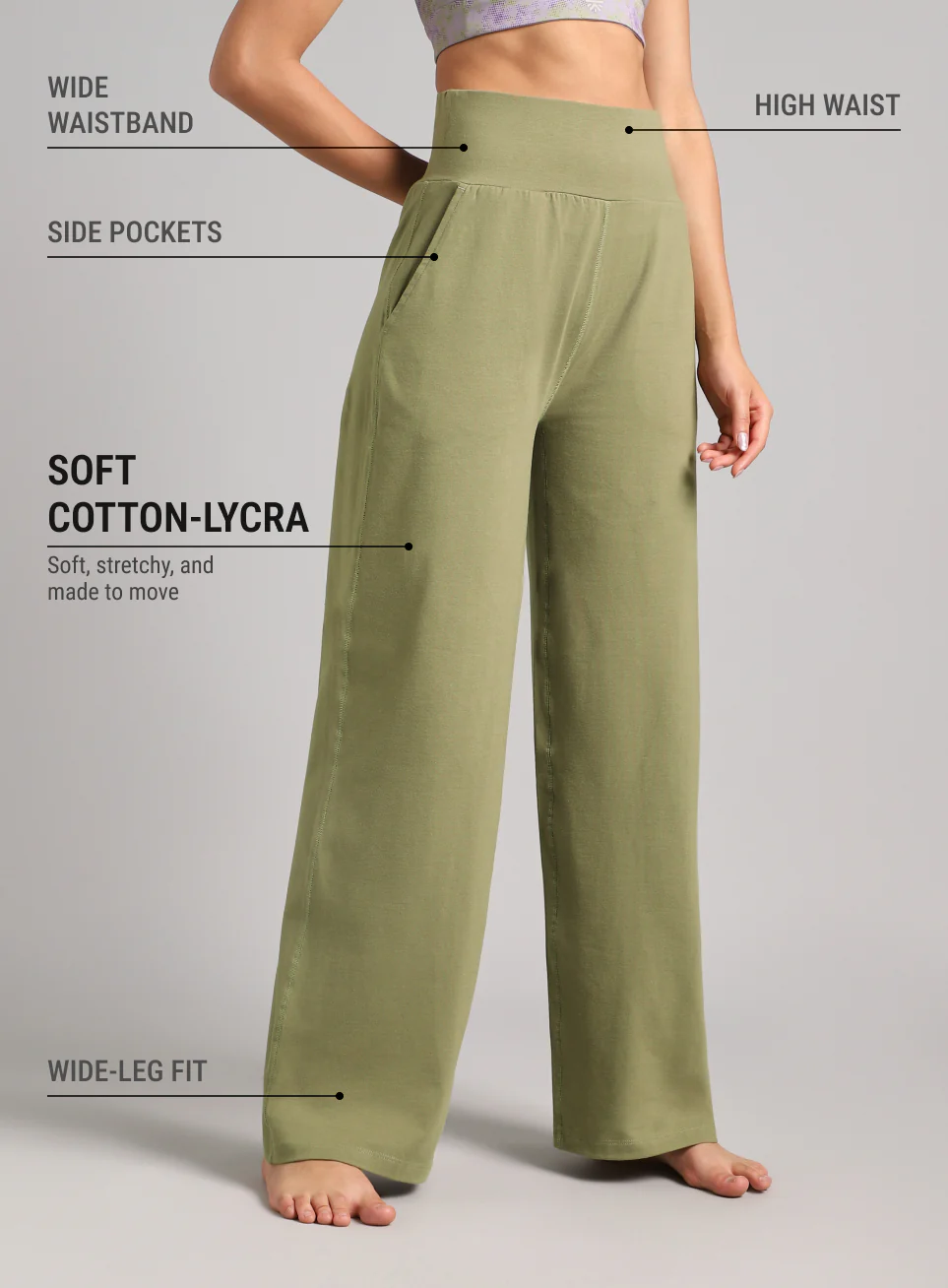 Women's Olive Flow Form Yoga Straight Pants - Image 5