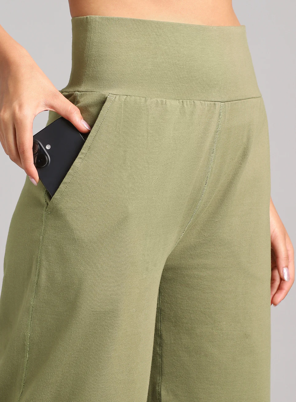 Women's Olive Flow Form Yoga Straight Pants - Image 7