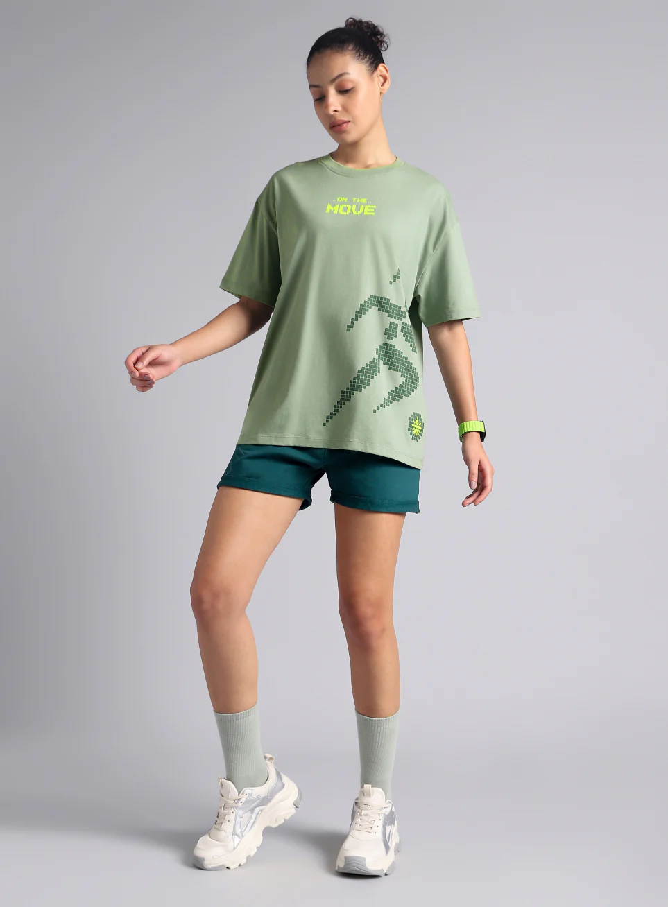 Women's Olive On The Move Graphic Oversized Fit T-shirt - Image 2