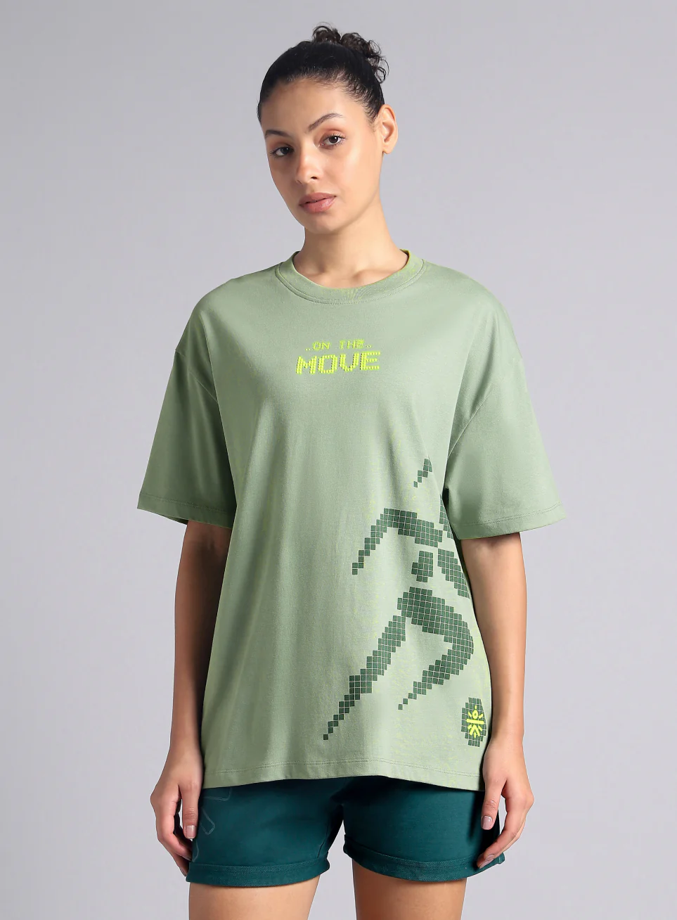 Women's Olive On The Move Graphic Oversized Fit T-shirt - Image 4