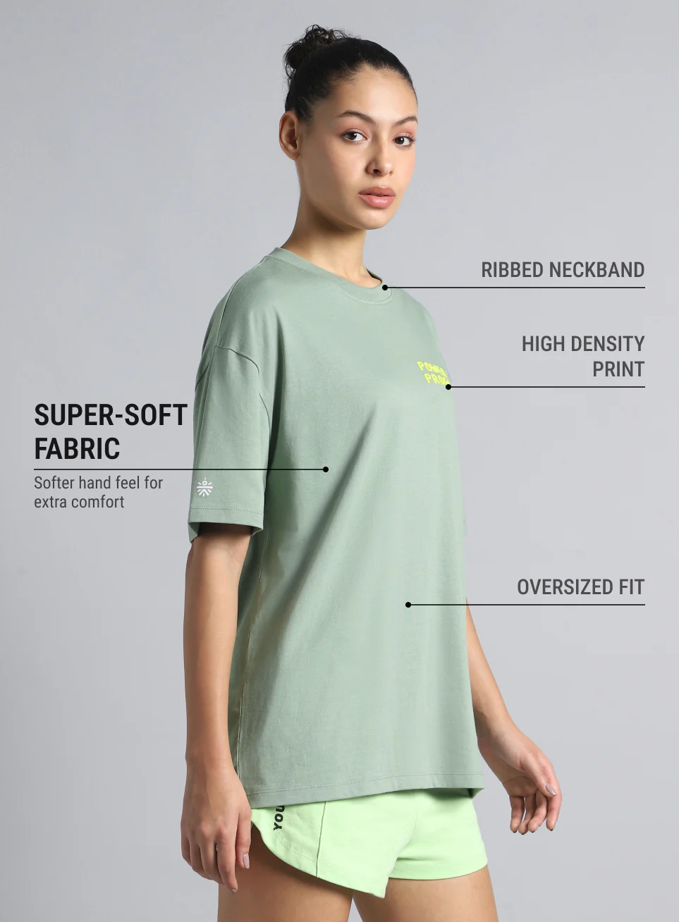 Women's Olive Oversized Graphic T-shirt - Image 5