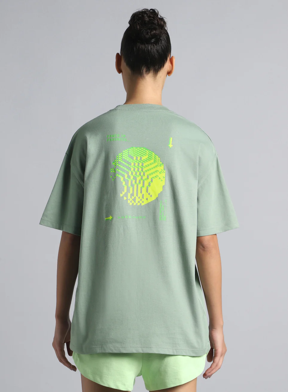 Women's Olive Oversized Graphic T-shirt - Image 6