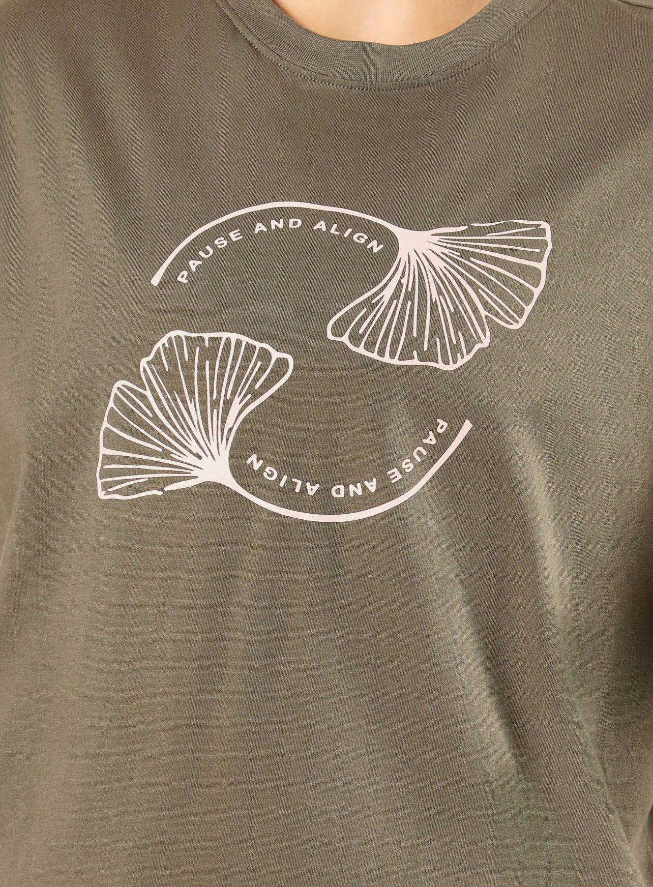 Women's Olive Pause and Align Printed T-shirt - Image 7
