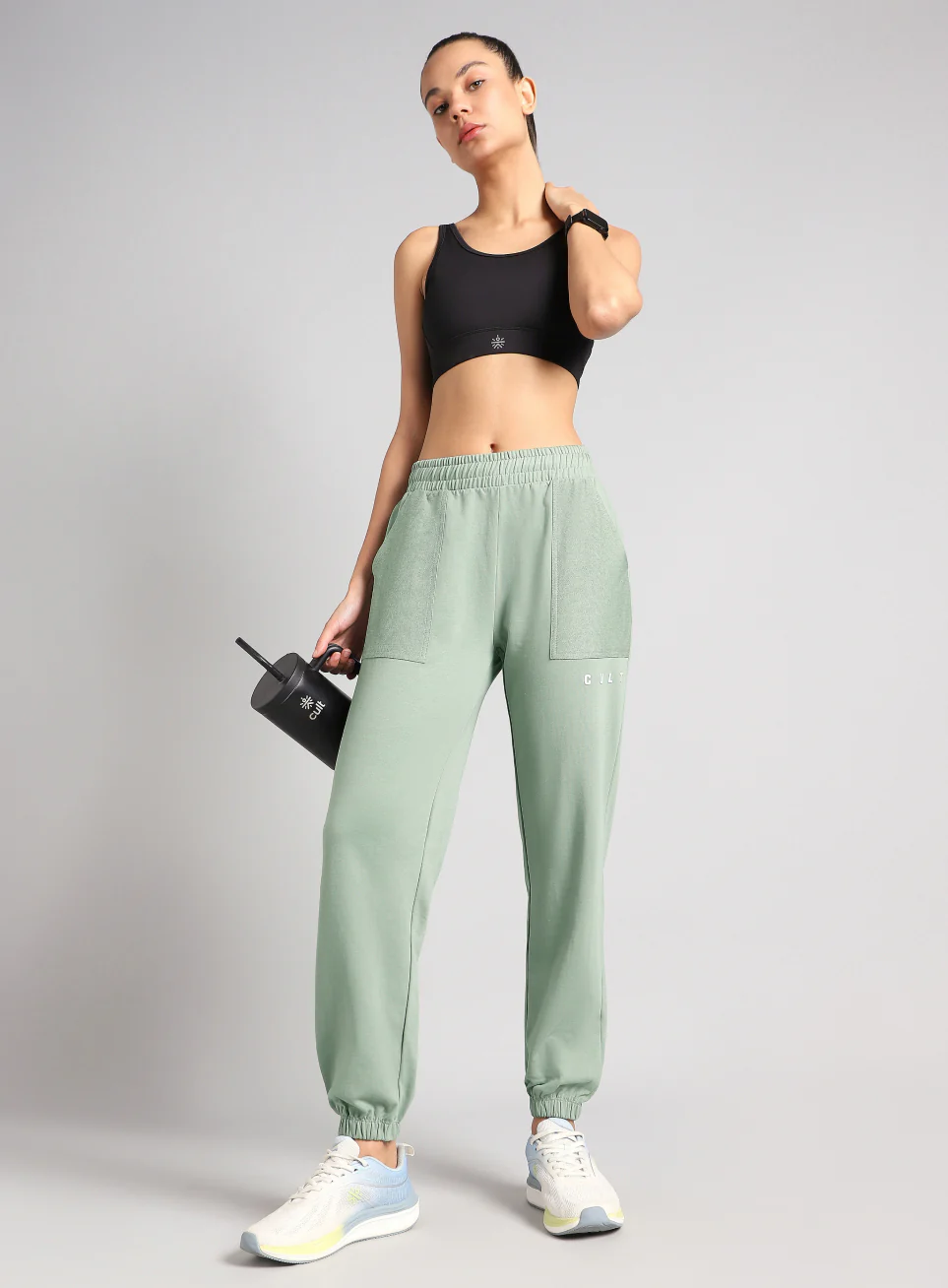 Women's Olive Play On Reverse Pocket Joggers - Image 2