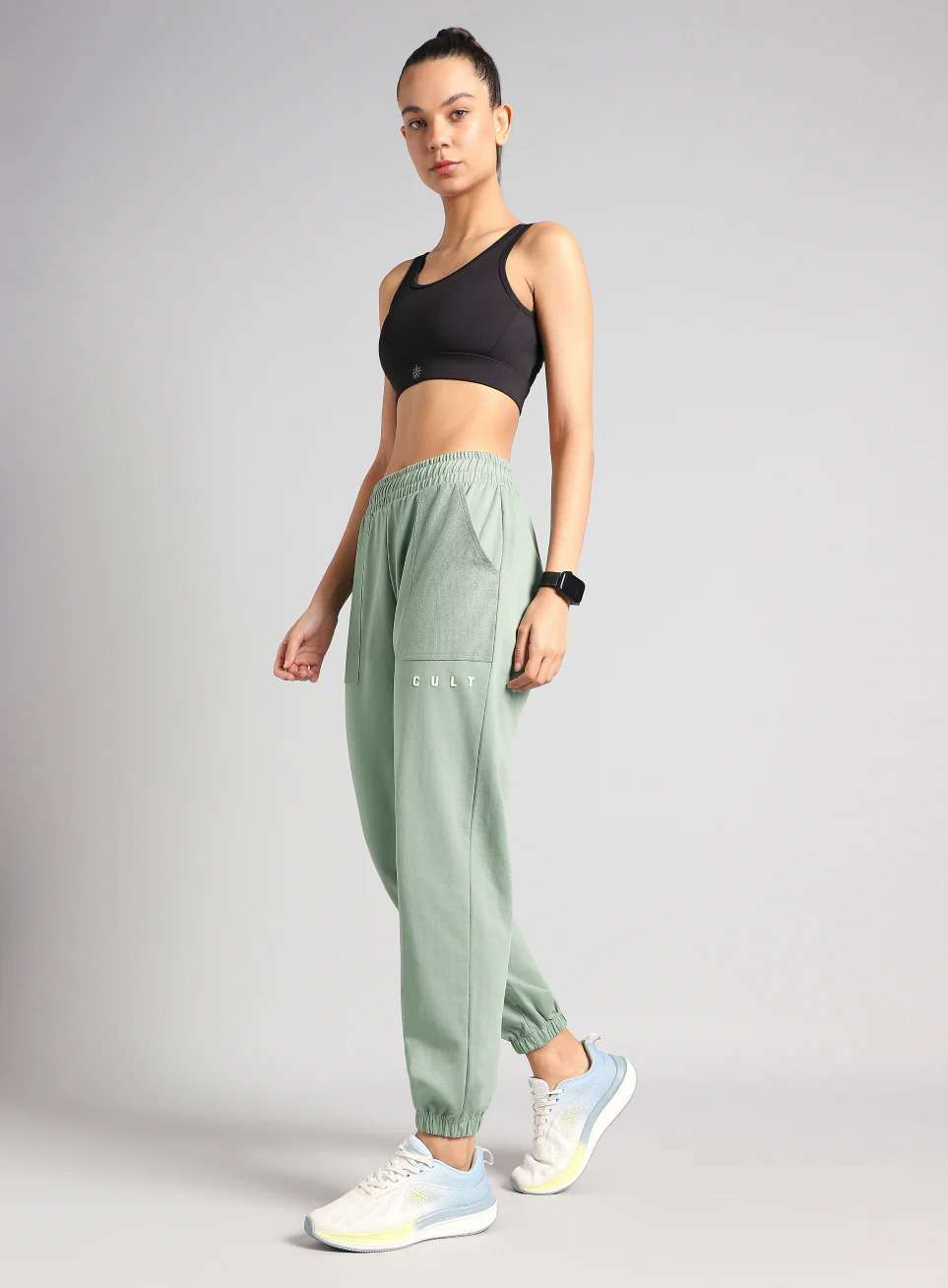 Women's Olive Play On Reverse Pocket Joggers - Image 3