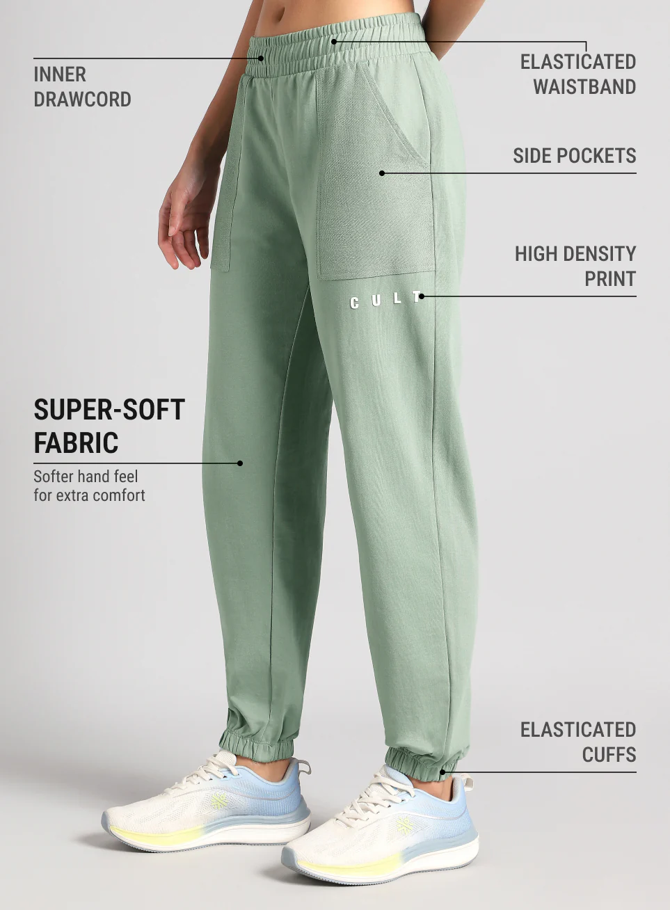 Women's Olive Play On Reverse Pocket Joggers - Image 5