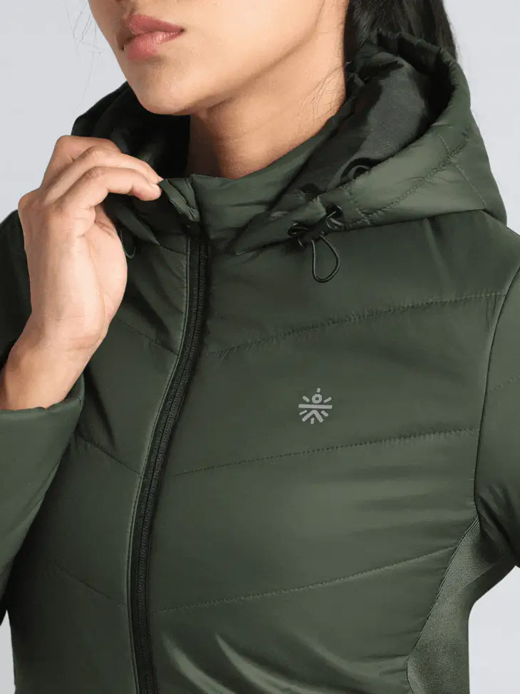 Women's Olive Puffer Jacket - Image 12