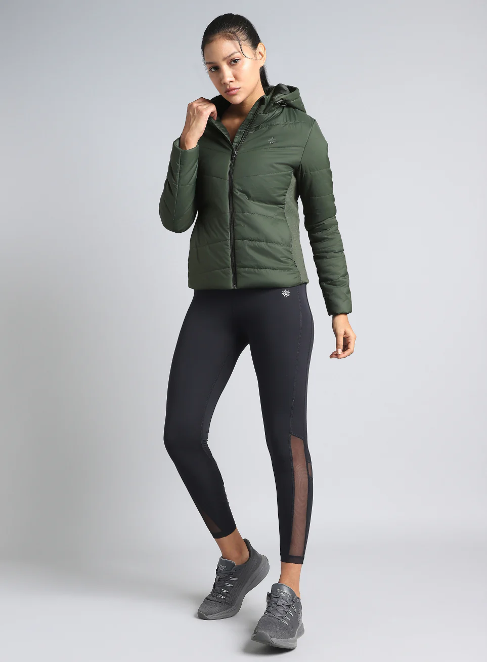 Women's Olive Puffer Jacket - Image 3