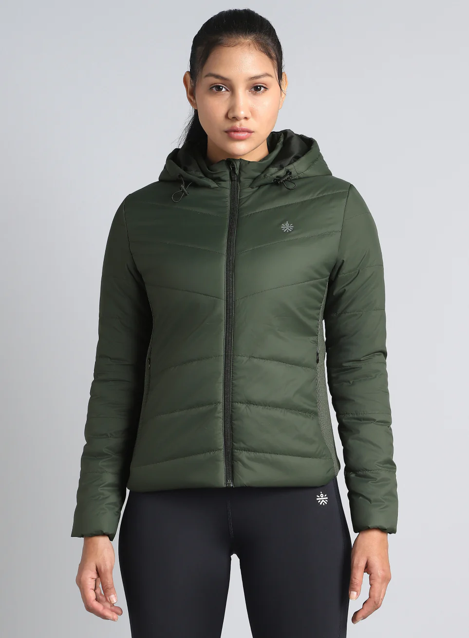 Women's Olive Puffer Jacket - Image 4