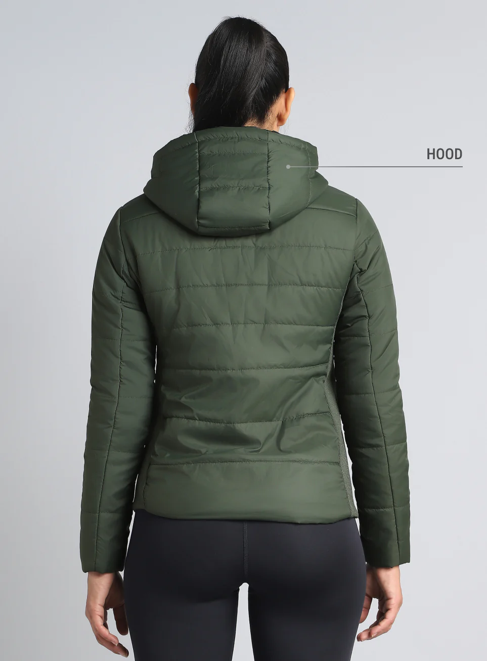Women's Olive Puffer Jacket - Image 6