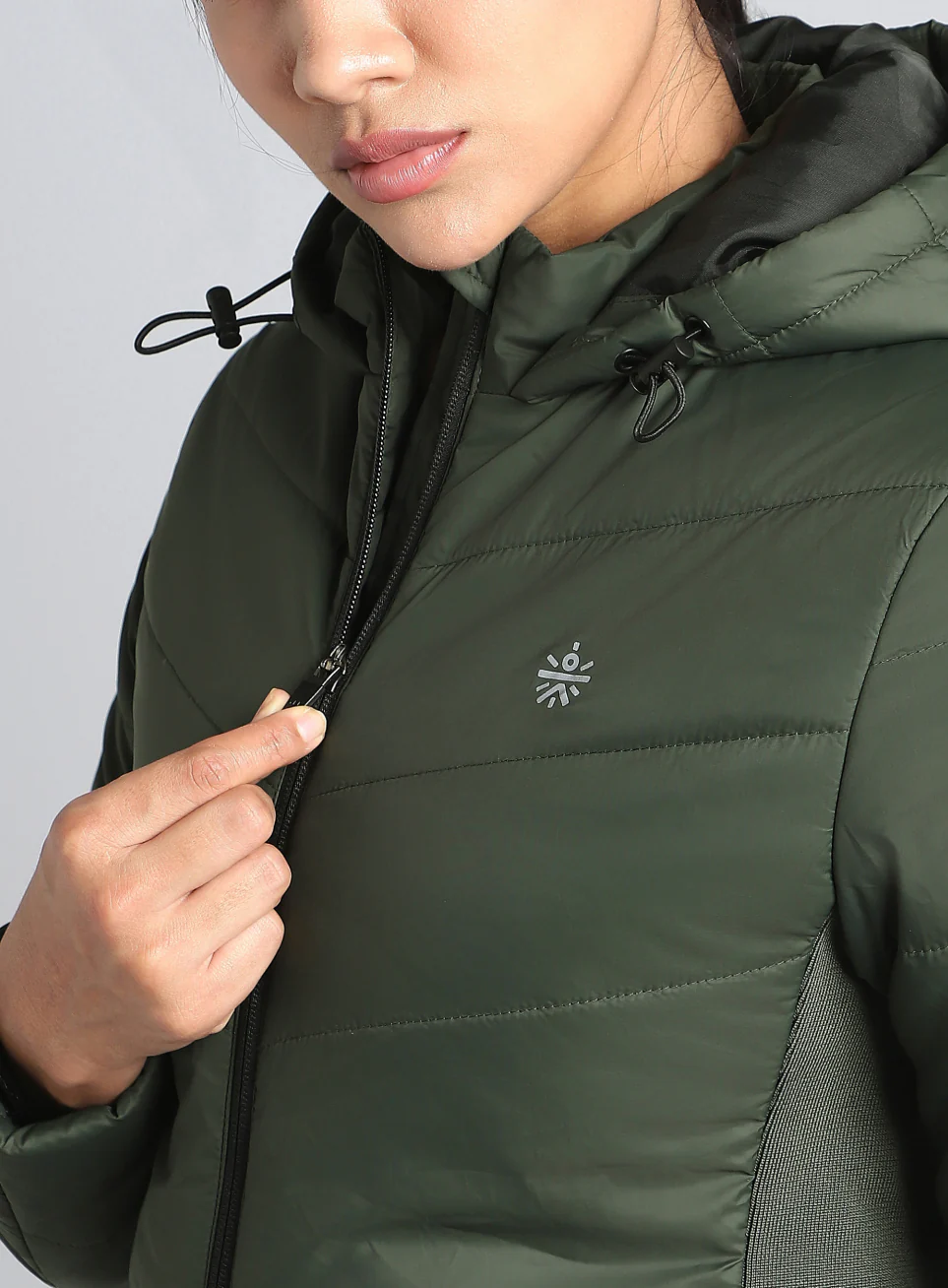 Women's Olive Puffer Jacket - Image 8