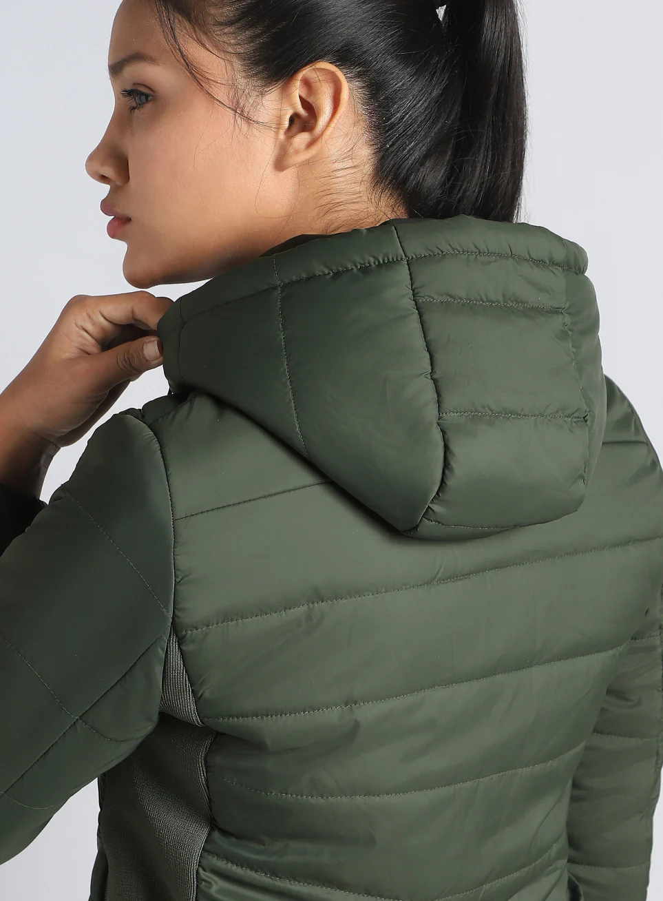 Women's Olive Puffer Jacket - Image 9