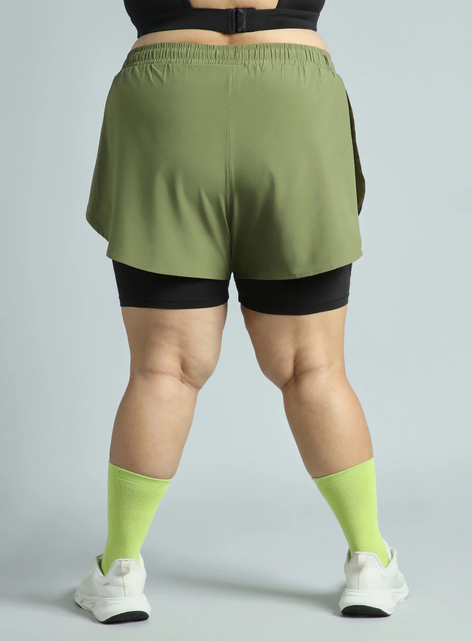Women's Olive Running Essential Plus Size Built in Shorts - Image 6