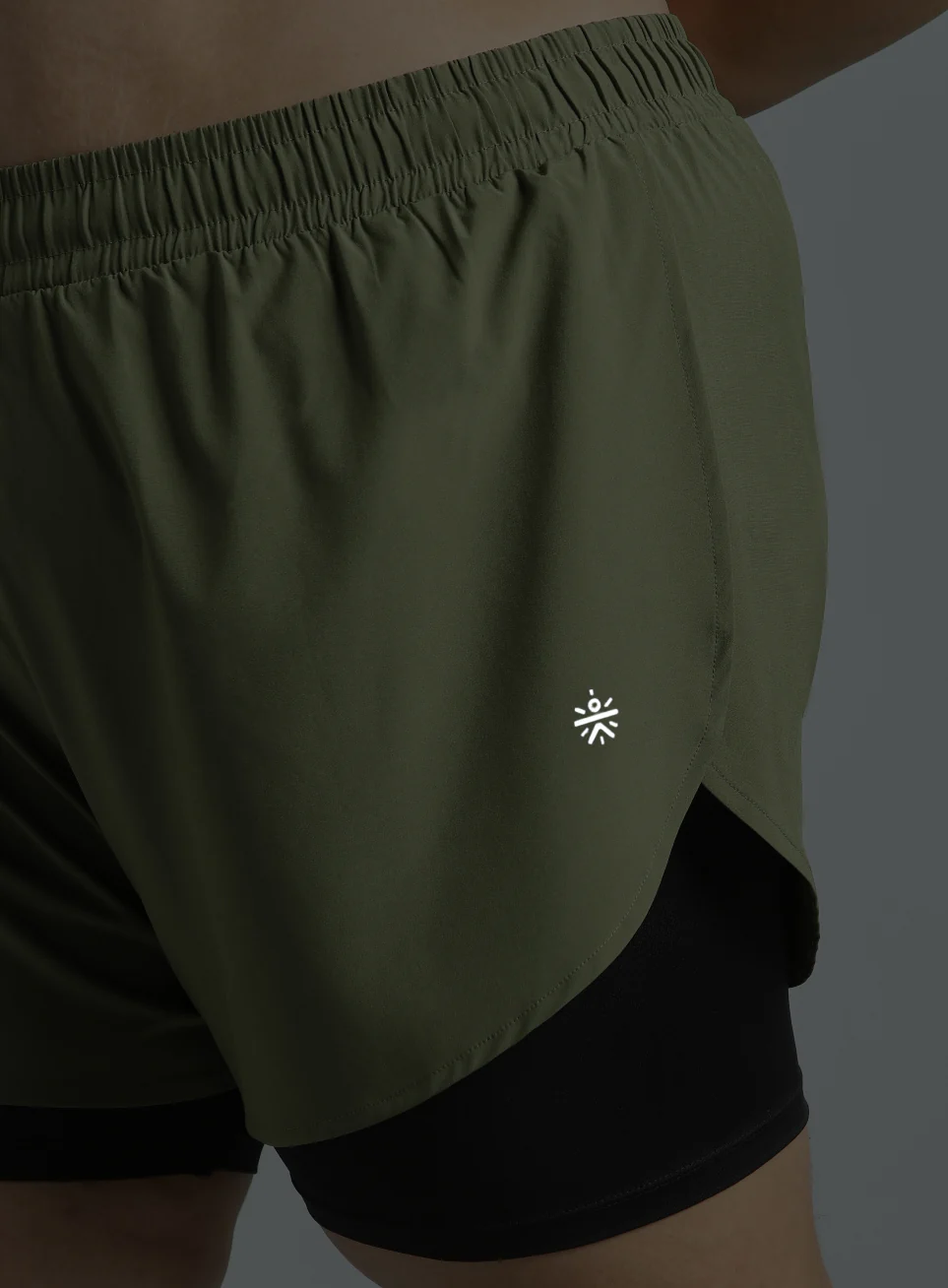 Women's Olive Running Essential Plus Size Built in Shorts - Image 8