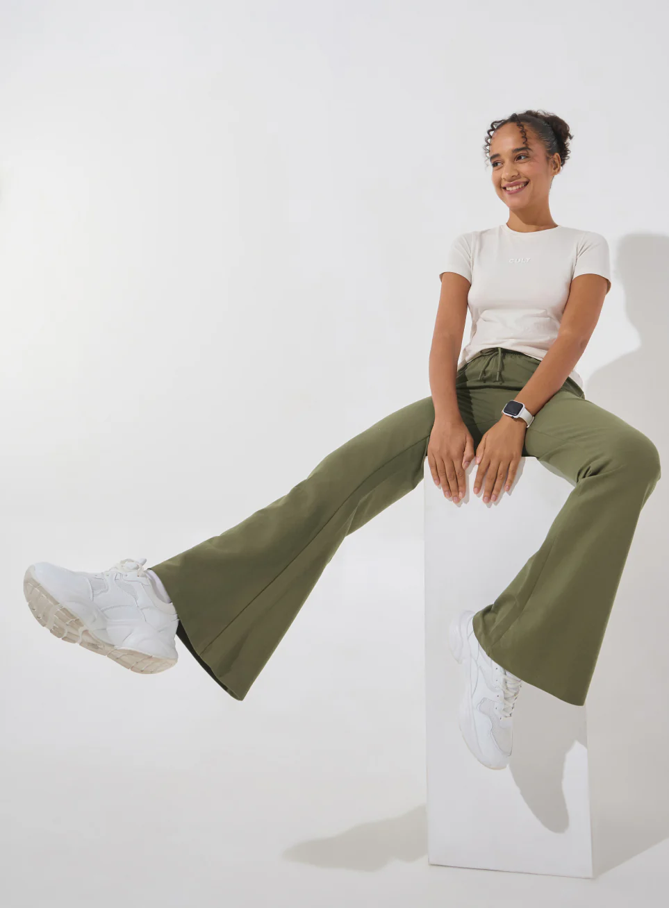 Women's Olive Soft Form Flow Flared Pants - Image 2