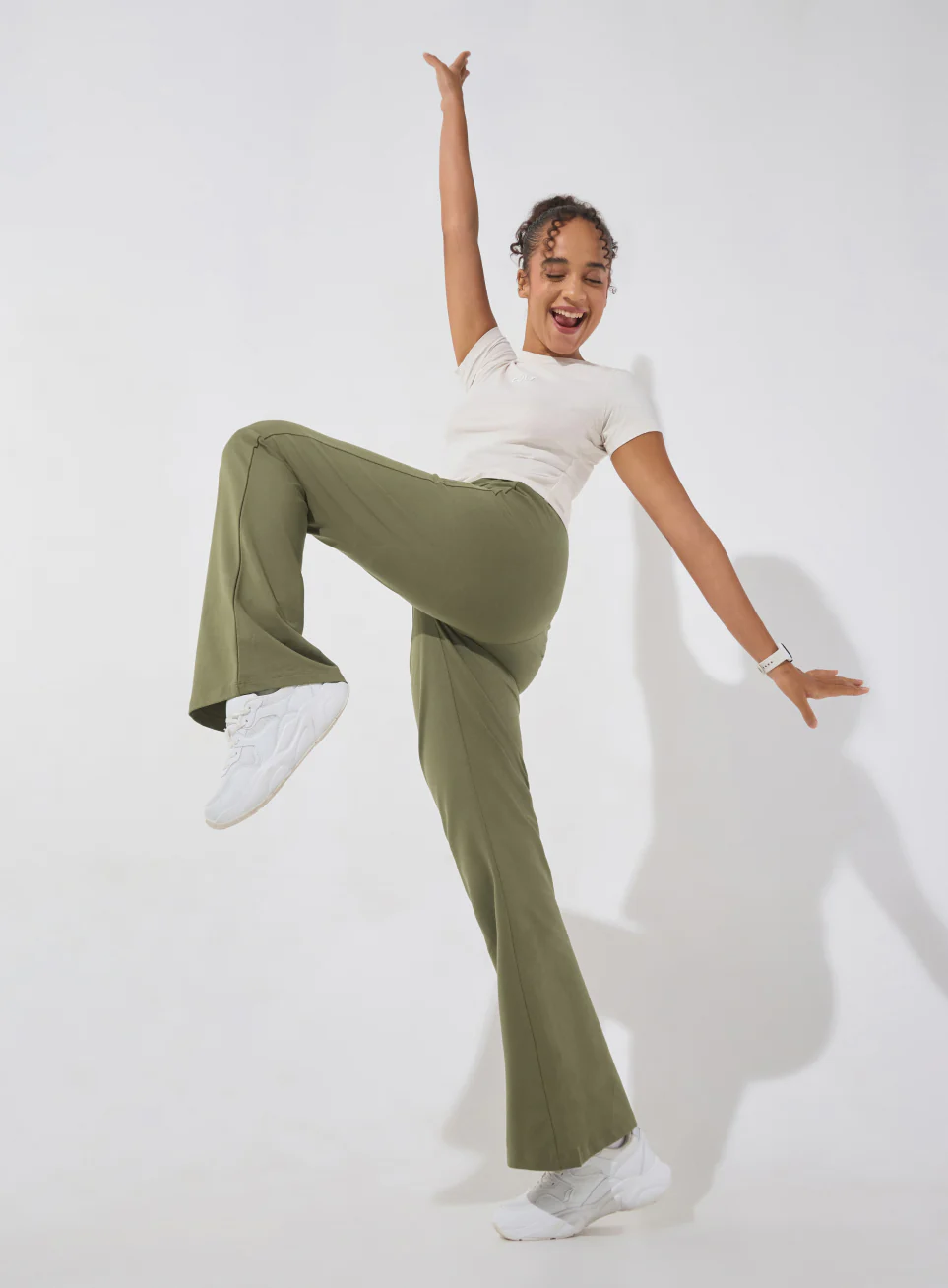 Women's Olive Soft Form Flow Flared Pants - Image 3