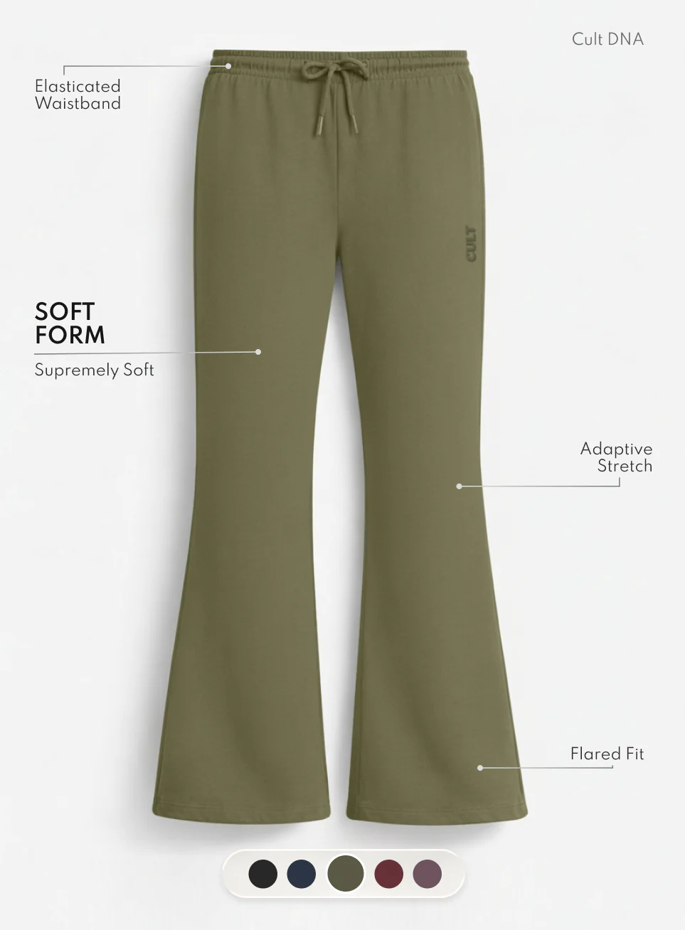 Women's Olive Soft Form Flow Flared Pants - Image 4