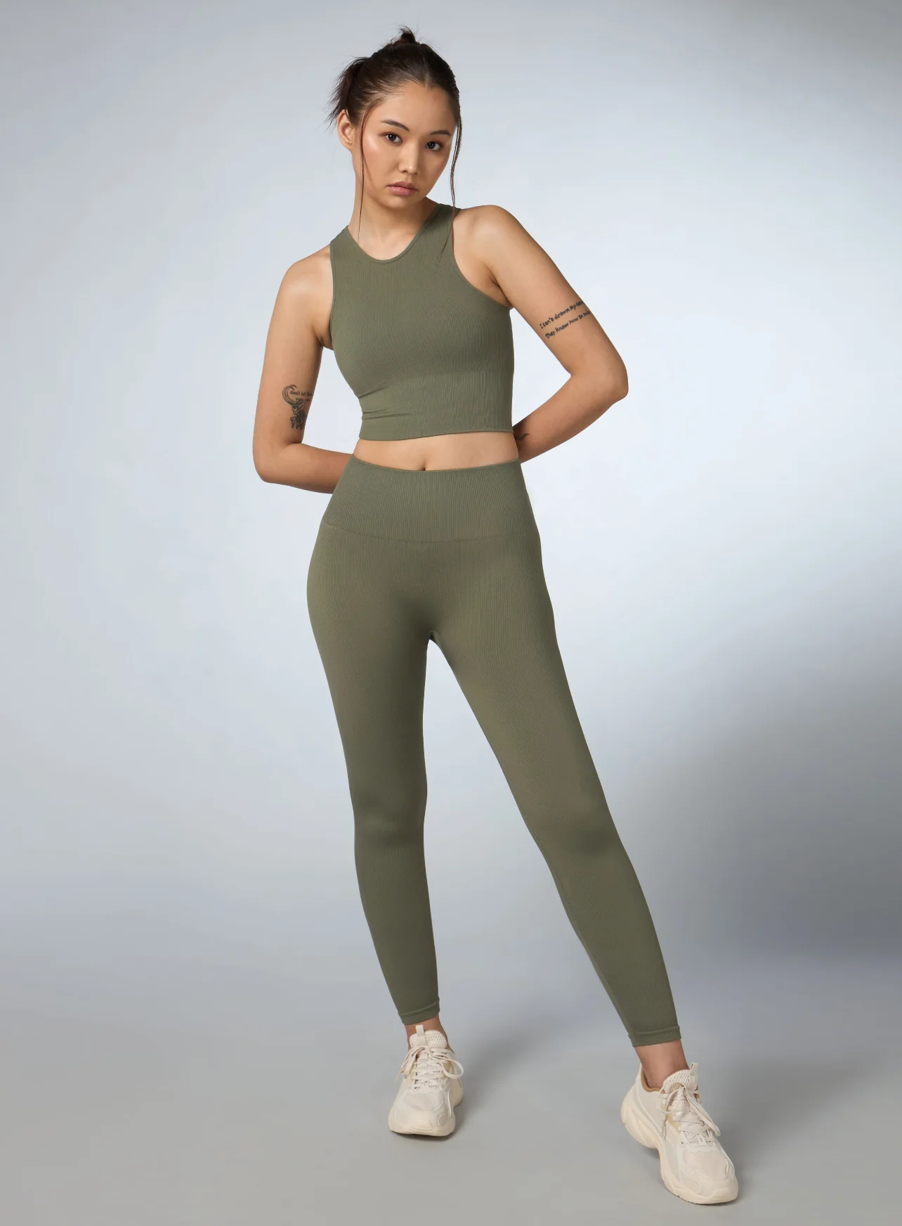 Women's Olive Versatile Seamless Tights - Image 2