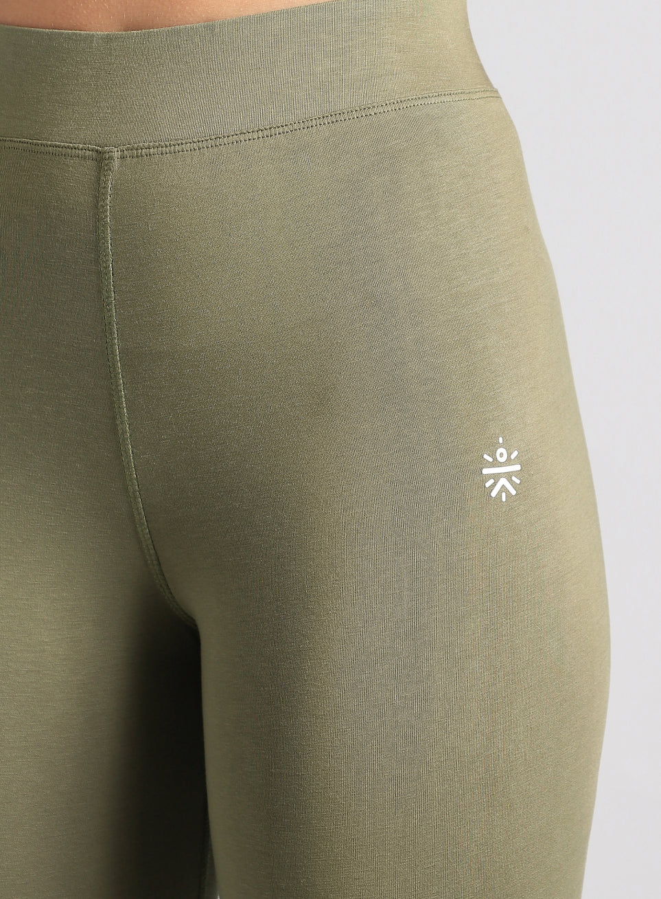 Women's Olive Yoga Flow Cotton Tights - Image 8