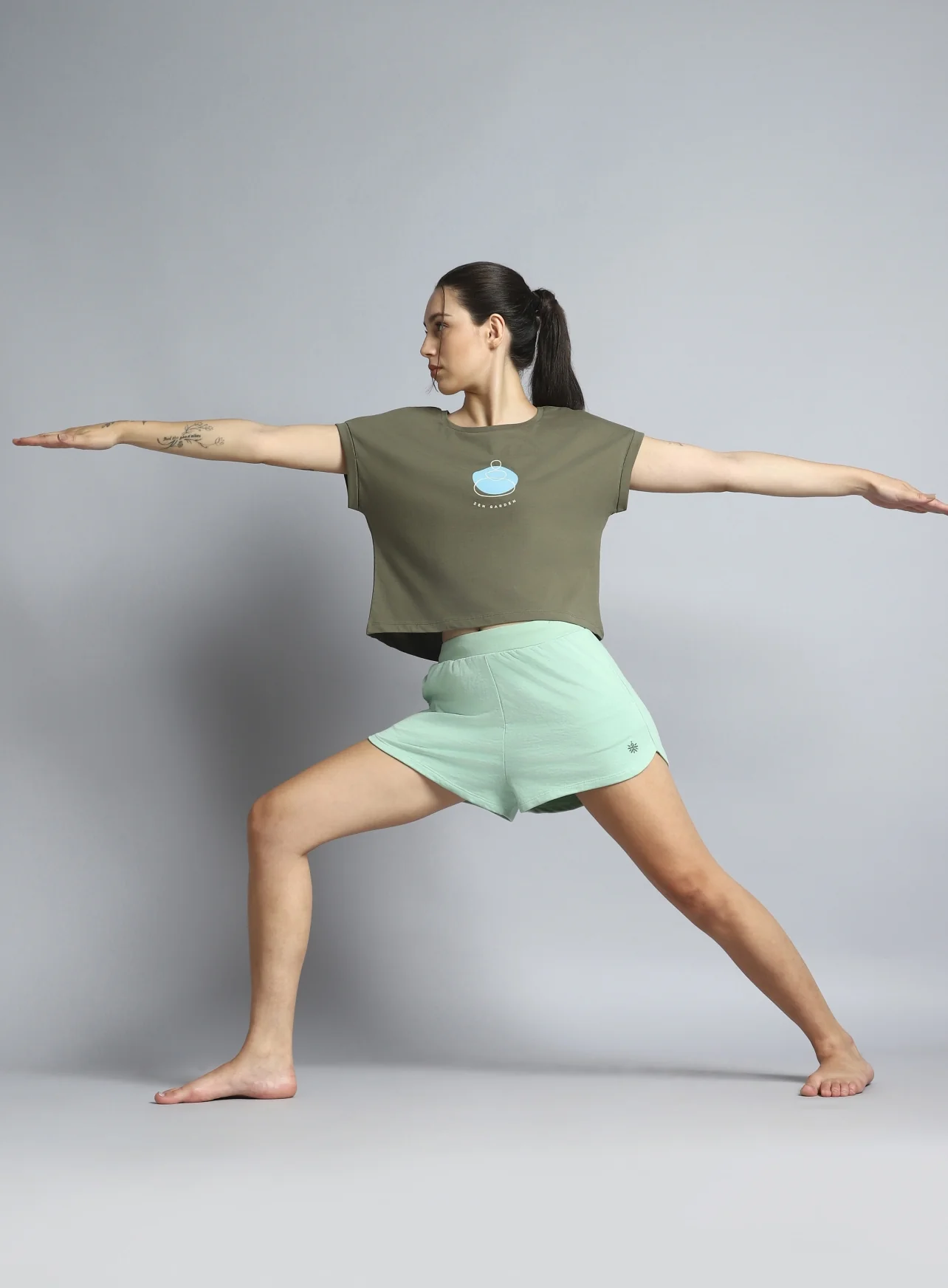 Women's Olive Yoga Harmony Graphic T-shirt - Image 3