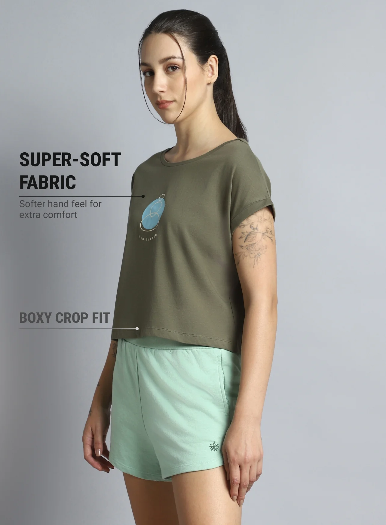 Women's Olive Yoga Harmony Graphic T-shirt - Image 5