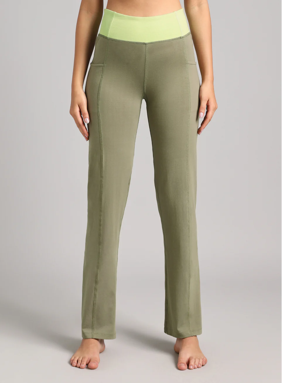 Women's Olive Yoga Straight Fit Trackpants - Image 4
