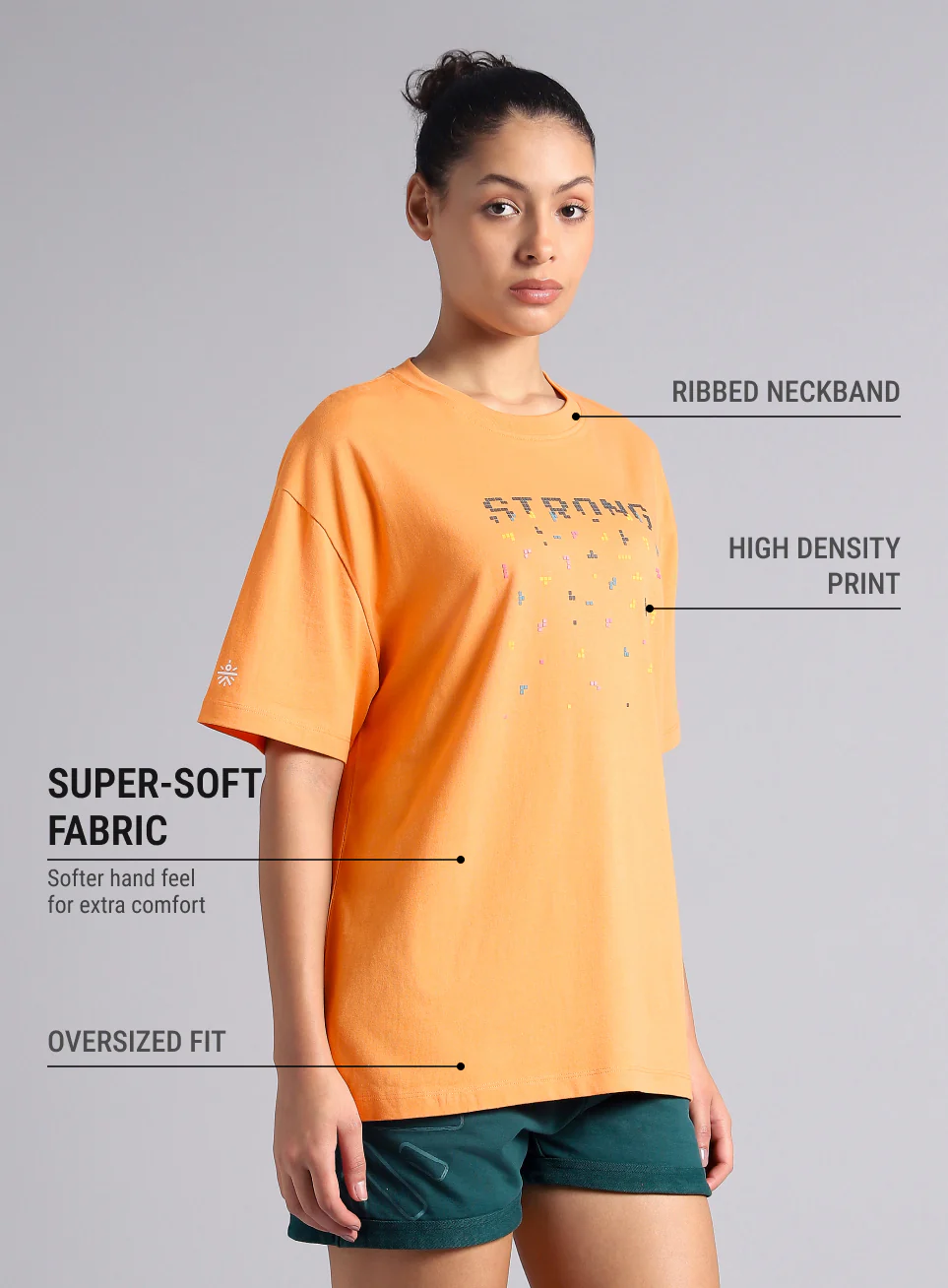 Women's Orange Graphic Oversized T-shirt - Image 5