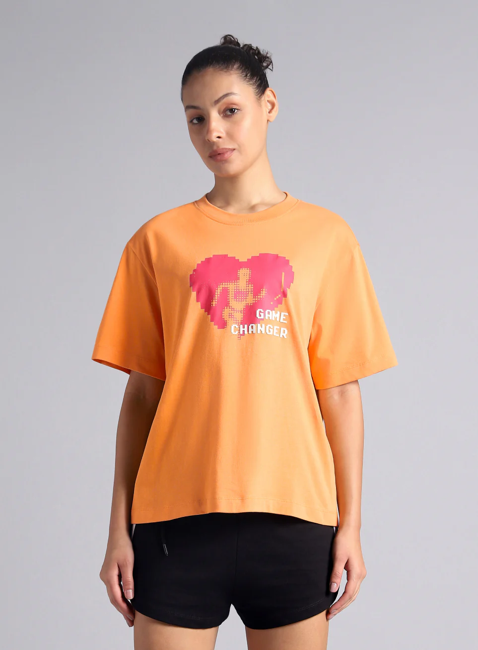 Women's Orange Graphic Relaxed Fit T-shirt - Image 4
