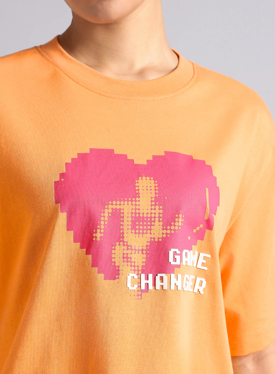 Women's Orange Graphic Relaxed Fit T-shirt - Image 7
