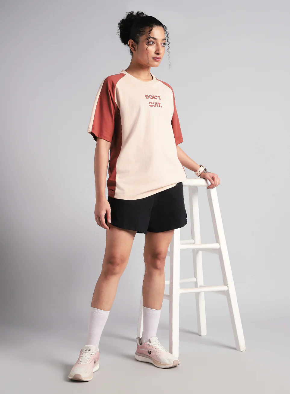 Women's Peach Classic Power Block Oversized Fit T-shirt - Image 3