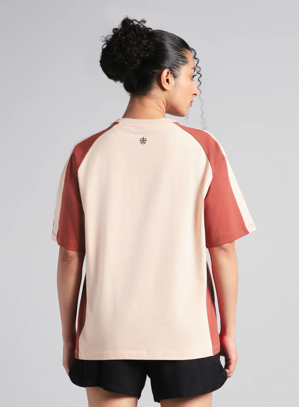 Women's Peach Classic Power Block Oversized Fit T-shirt - Image 6