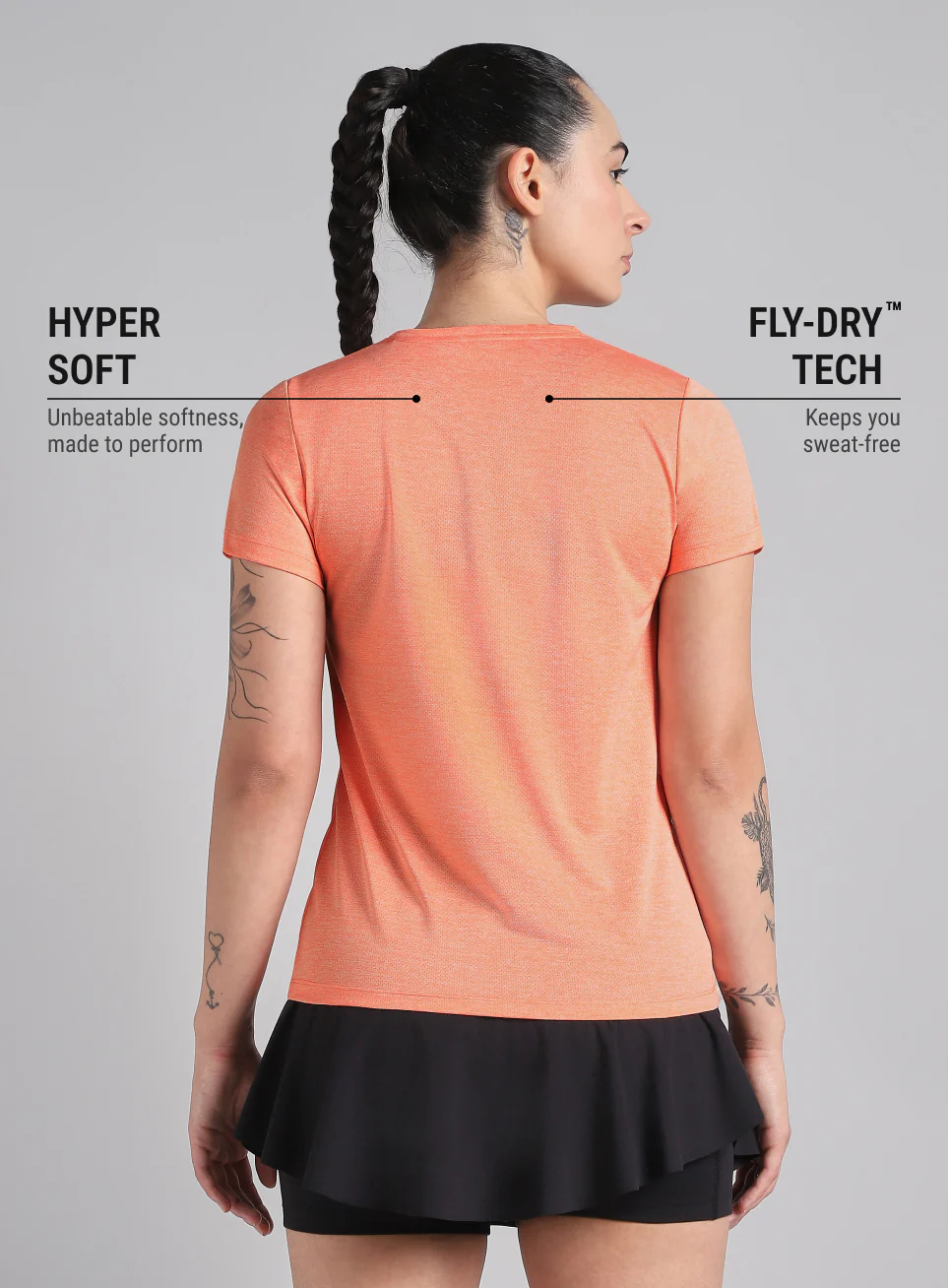 Women's Peach Textured Active T-Shirt - Image 6