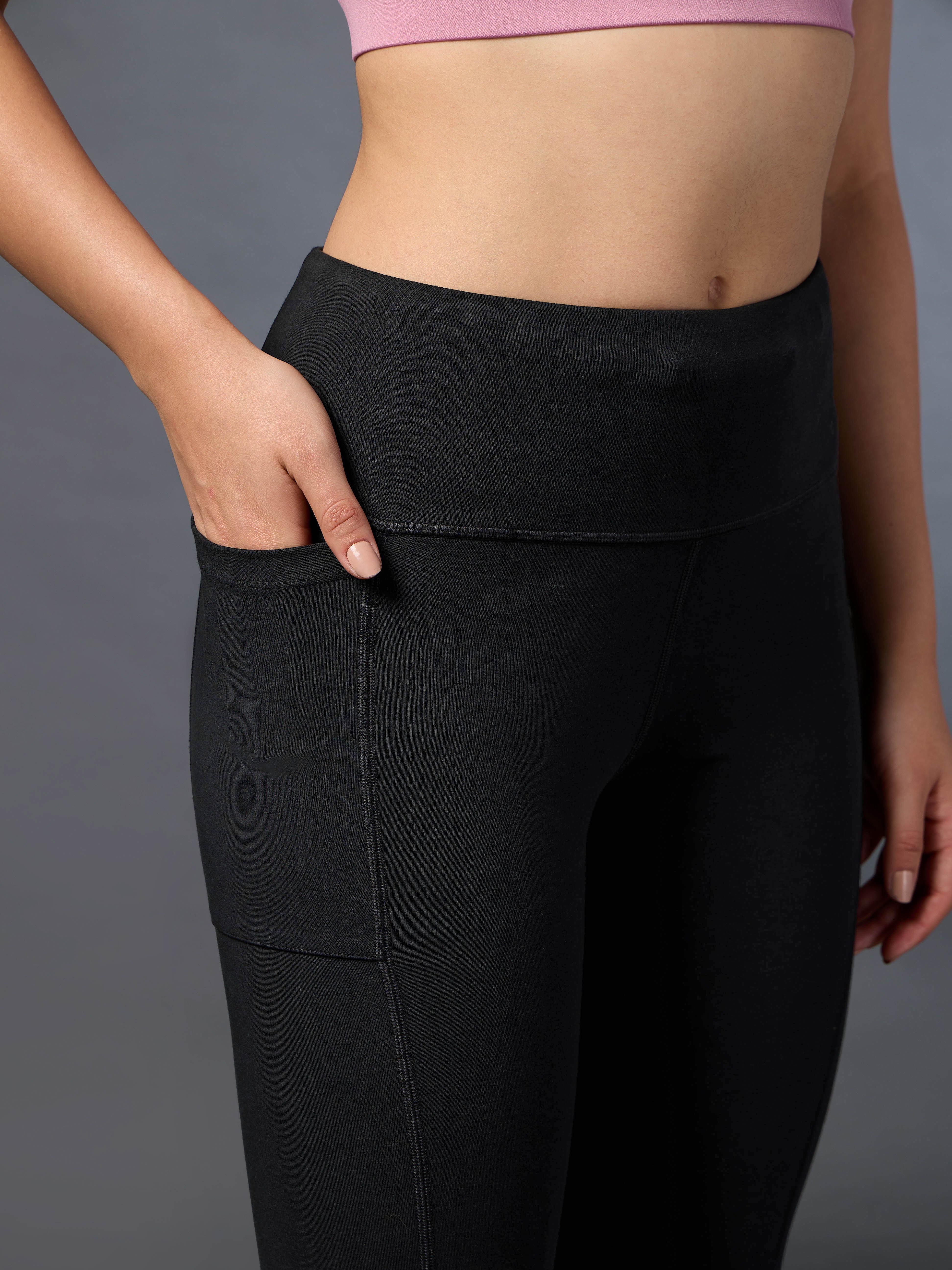 Women's Performance Cotton Black Tights - Image 7