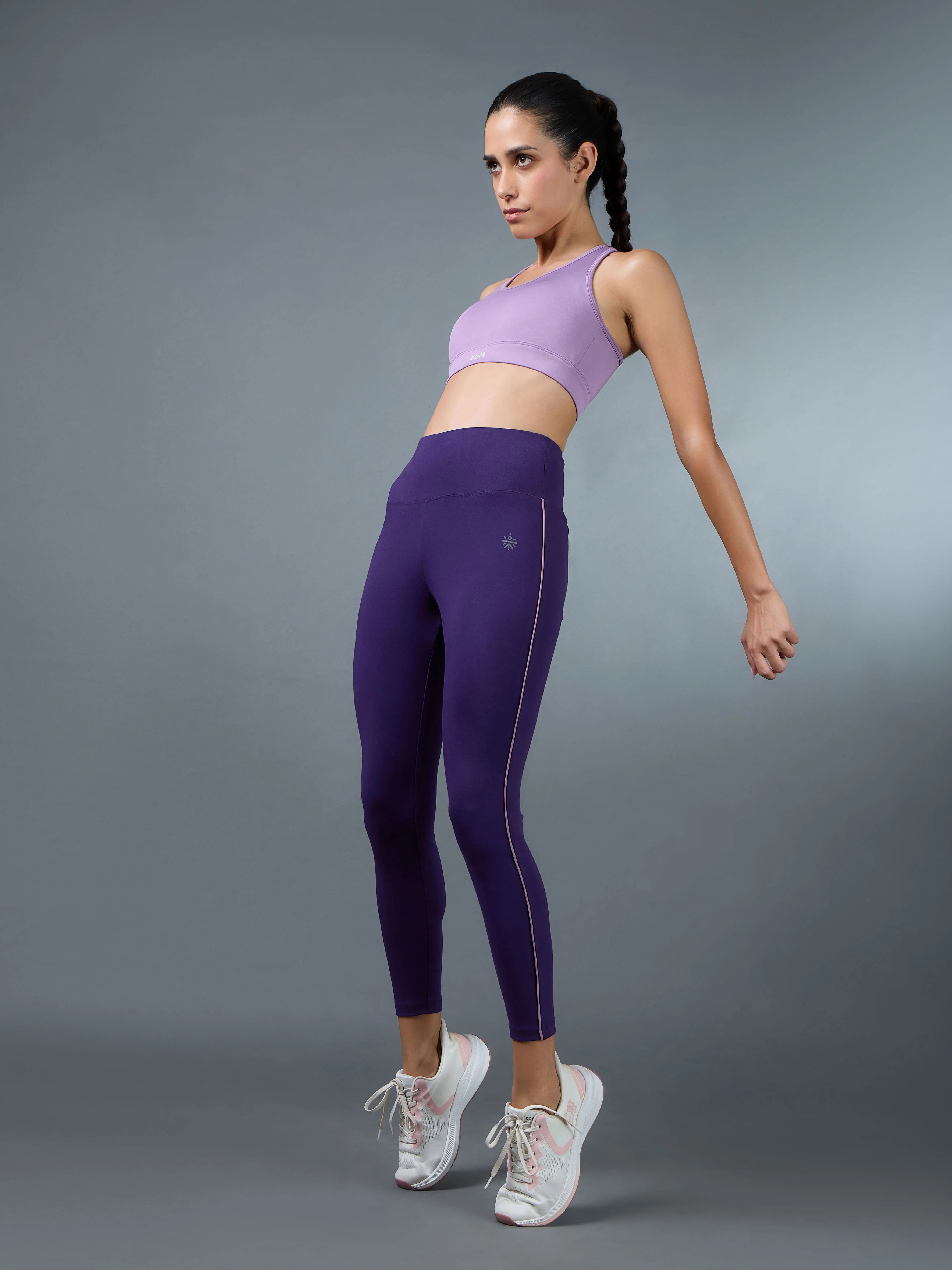 Women's Performance Cotton Purple Tights - Image 3