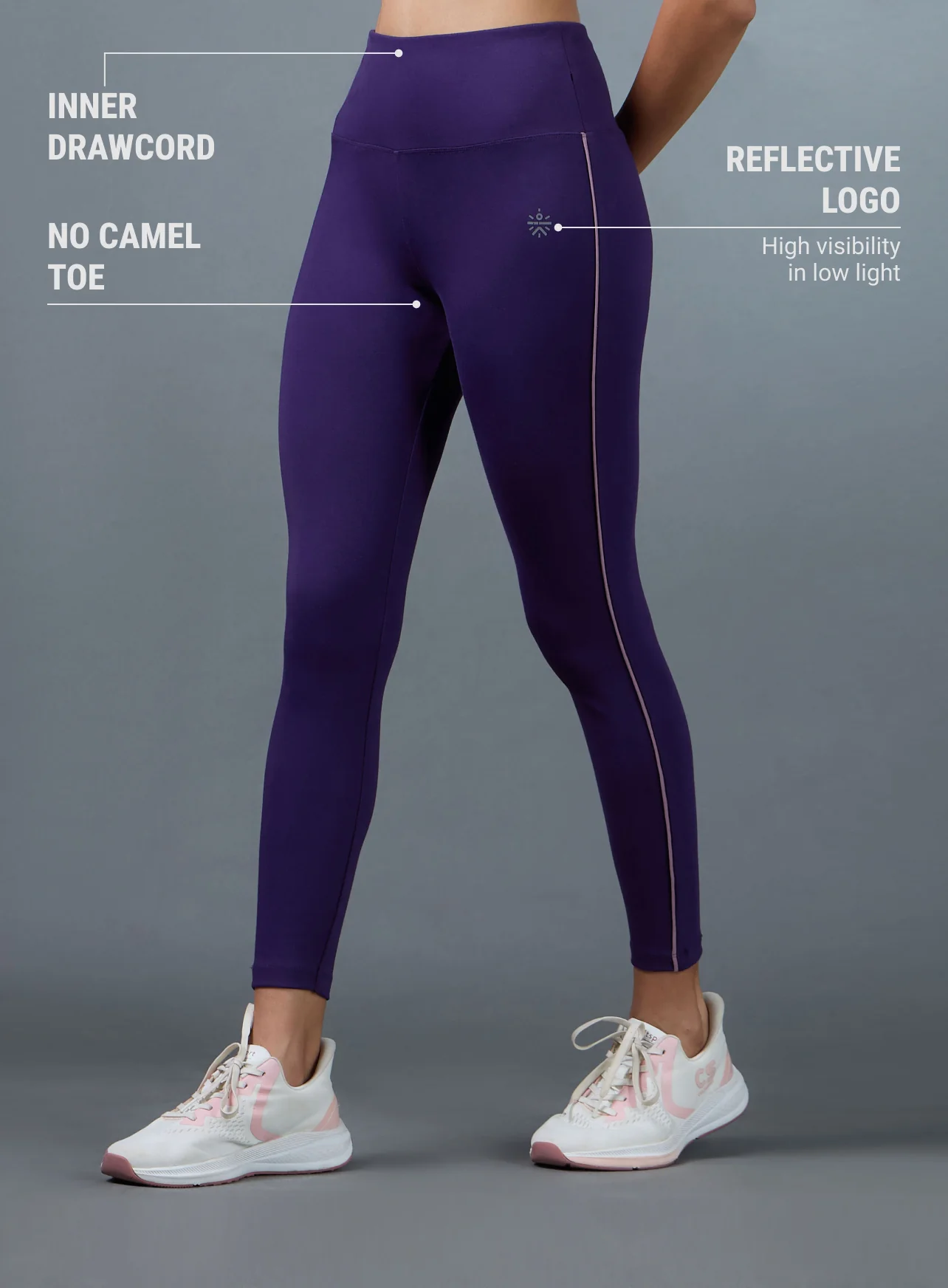 Women's Performance Cotton Purple Tights - Image 5