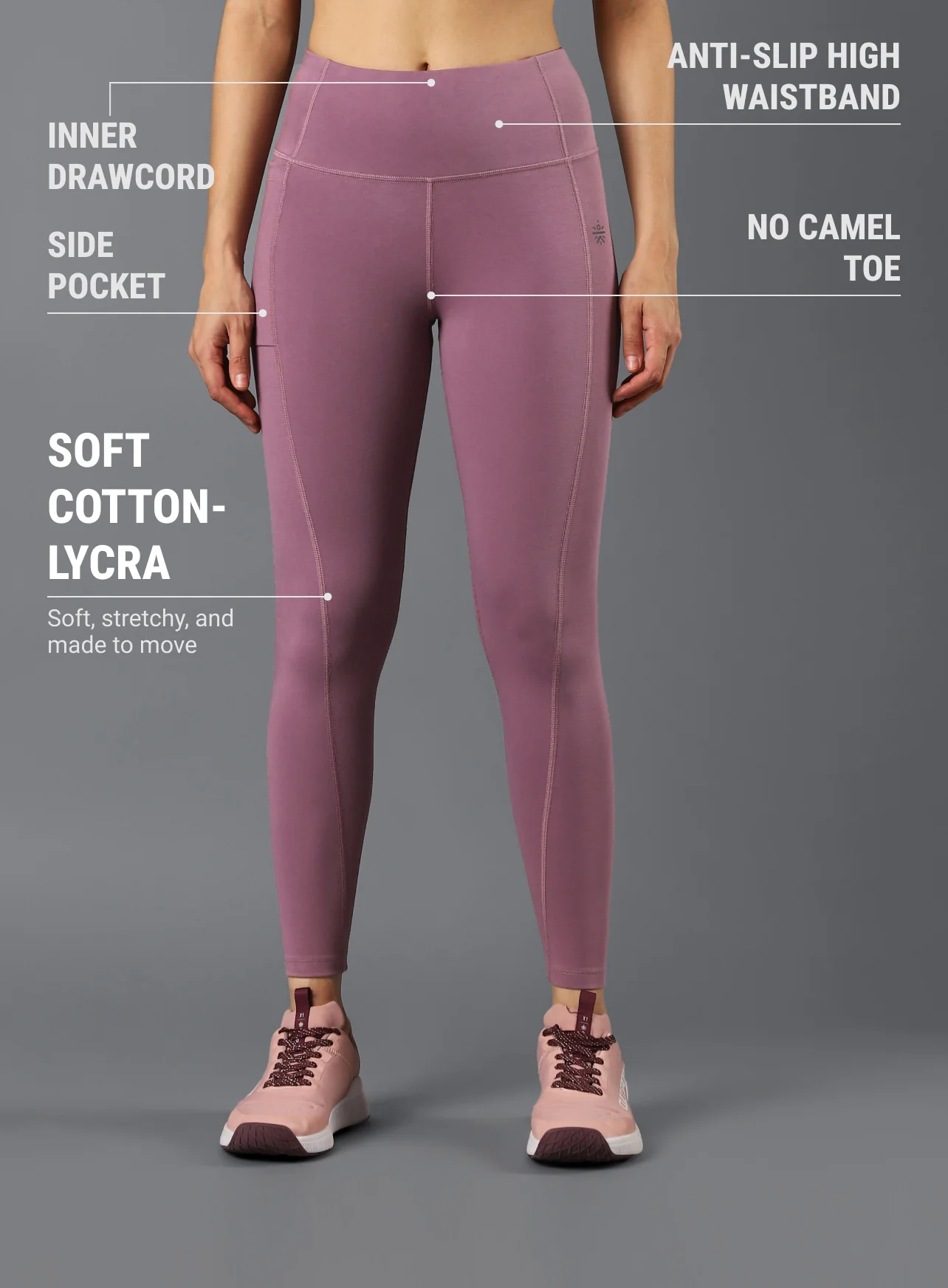 Women's Performance Cotton Pink Tights - Image 4