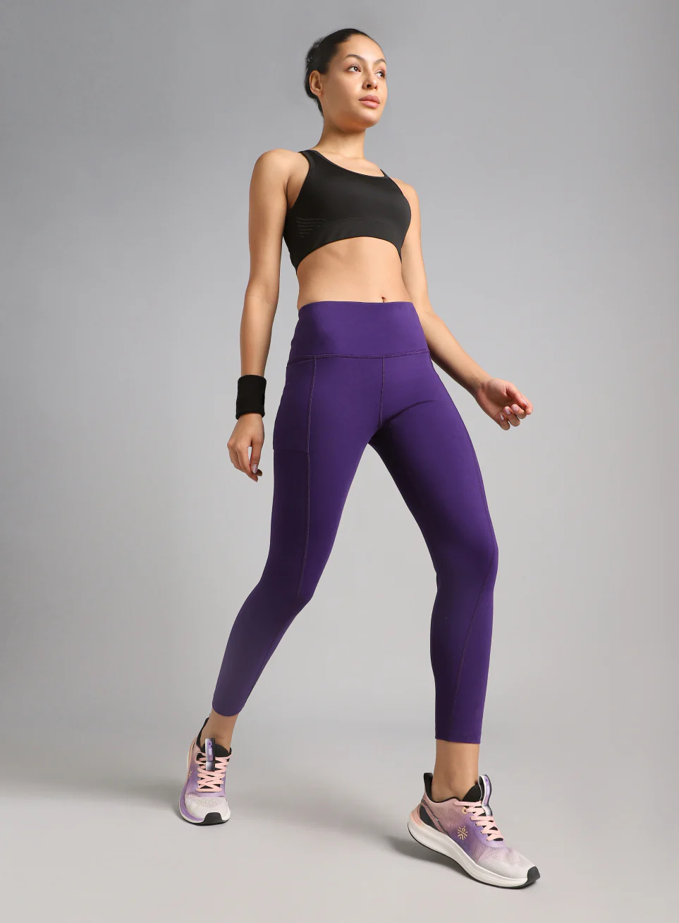 Women's Performance Cotton Purple Tights - Image 2